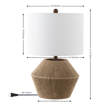 Alma 21.75" Coastal Rustic Iron/Rope LED Table Lamp - JONATHAN Y